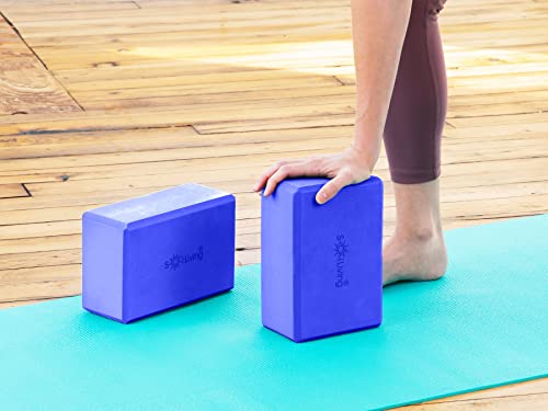Sol Living Yoga Blocks 2 Pack High Density EVA Foam Yoga Cushion Stretching Pilates Meditation Exercise Equipment Support Deepen Poses Odor Free Non Slip Yoga Accessories - 4" x 6" x 9"- Blue - color: Blue
