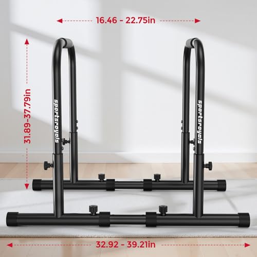 Sportsroyals Adjustable Dip Bar Station, Heavy Duty Parallette & Parallel Bars, 400LBS Stable Dip Stands for Home Gym, Calisthenics & Upper Body Workout Equipment