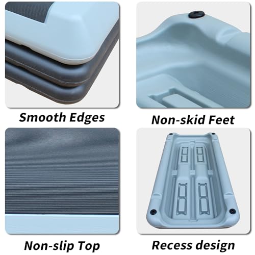 Aerobic Stepper, Adjustable Workout Aerobic Stepper in Fitness & Exercise Step Platform Trainer with 4 Risers - color: Gray