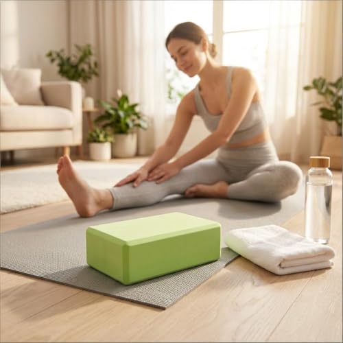 High Density EVA Foam Yoga Block Support and Stability for Stretching, Workout, Pilates at Home and Gym - color: Green