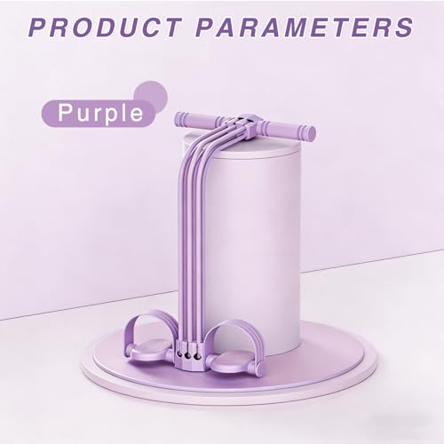Upgraded Pedal Resistance Bands with Handles, 6-Tube Multifunction Stretching Workout Band for Abdomen Waist Arms Legs Training, Exercise Bands for Women (Purple)