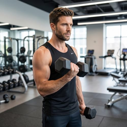5-50 lbs Hex Dumbbell Weight Set With Rack for Home Outdoor Gyms 6-10 Pair Rubber Exercise & Fitness Nonslip Handle Dumbbells and Storage Rack Hold 350/450/550 Pounds