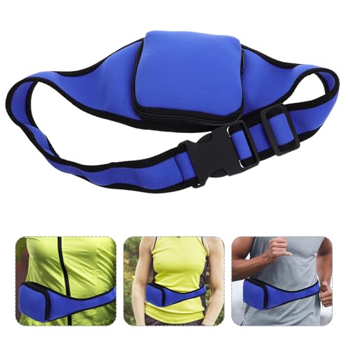Mic Belt Microphone Waist Pack with Zipper Neoprene Sweat-resistant Trainer Running Waistband Bag for Gym Outdoor Activities Blue