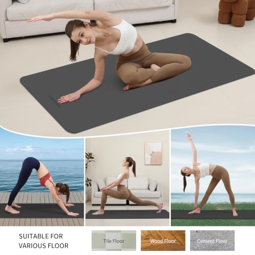 Extra Wide & Thick 8mm Yoga Mat, 72"x31.5" - color: Black