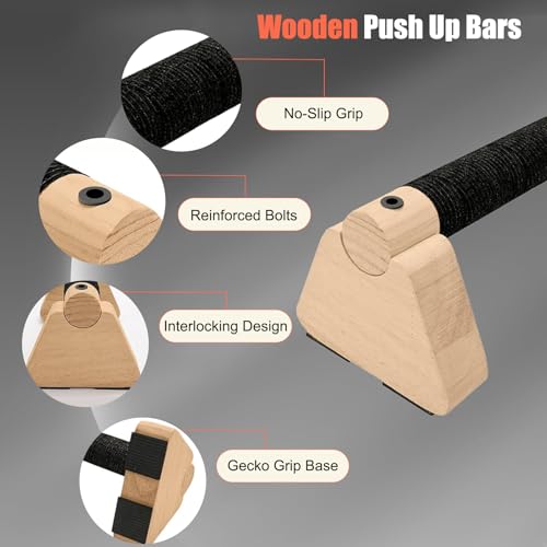 Wooden Fitness Equipment Parallettes Bars Push Up Bars & Calisthenics Bar Handstand Blocks and Pushup Handles for Men