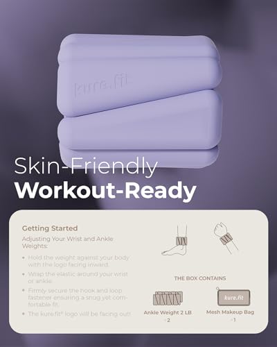 Pilates Weight | Wrist & Ankle Weights for Women | Weighted Bangles | 1LB/ 2LB Each (Set of 2) - color: Lilac, size: 2 LB