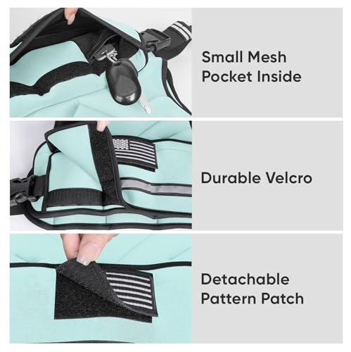 Adjustable Weighted Vest, 4-10lb/12-18lb/20-32lb Vest with 6 Ironsand Weights and Large Pocket, Weight Vest for Men Women Strength Training, Running, Walking - color: Pastel Blue, size: 4-10lbs