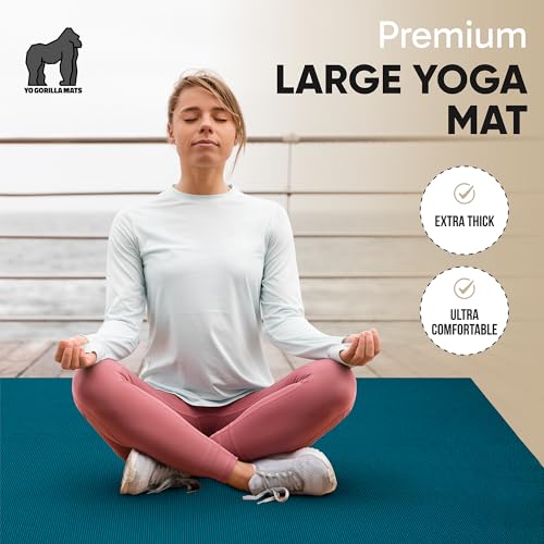 Gorilla Mats Large Yoga Mat – 6'x4', 7'x5' (8mm) Extra Thick & Wide Non-Slip Exercise Mat for Home Gym Flooring – Ultra Comfortable Workout Floor Mat for Barefoot Fitness, Anti Fatigue, Stretching