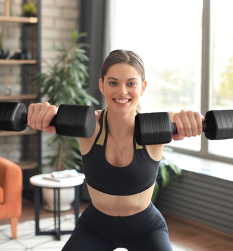 Adjustable Dumbbell Set of 2, 10LB 20LB 30LB Weight Set - color: Black, size: 20 lbs Total-(10LB Each)