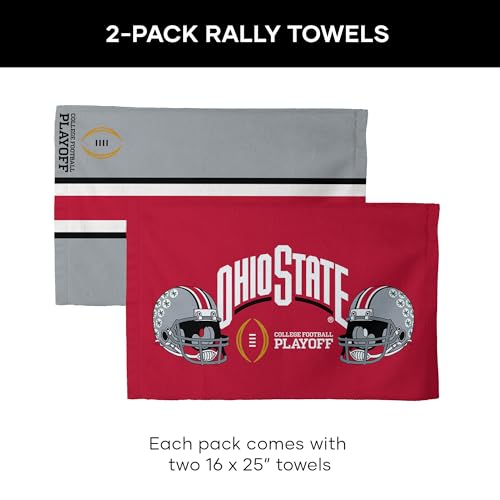 Northwest 2024 NCAA College Football Playoff Ohio State Buckeyes Fan Towel 2 Pack, Lightweight Game Day Set, Stadium Sideline Gym Travel Accessory, 16 x 25 Inch