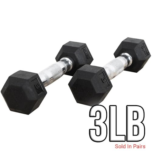 Hex Dumbbells with Rubber Coating (3-70lbs) by Valor Fitness