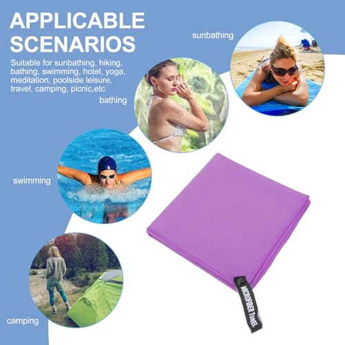 Hemobllo Quick-Dry Superfine Fiber Sports Towel 40x80cm Sweat Absorption, Ultra-Soft Lightweight Microfiber for Travel, Camping, Outdoor Gym Use, Includes Purple Mesh Carry Bag