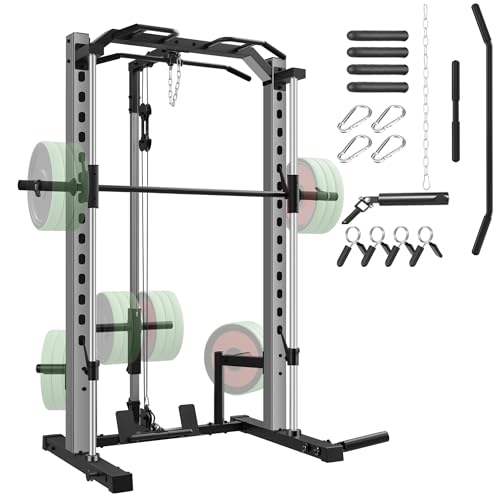 OPPSDECOR All-in-One Adjustable Smith Machine with LAT-Pull Down System - color: Grey