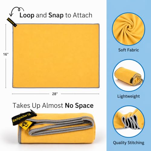 Backpacking Ultralight Quick Dry Microfiber Soft Fast Drying Hand and Face Towel Wash Cloth Camping Yoga Hiking Active Lifestyle 16x28 (Yellow, Medium) - color: Yellow, size: Medium