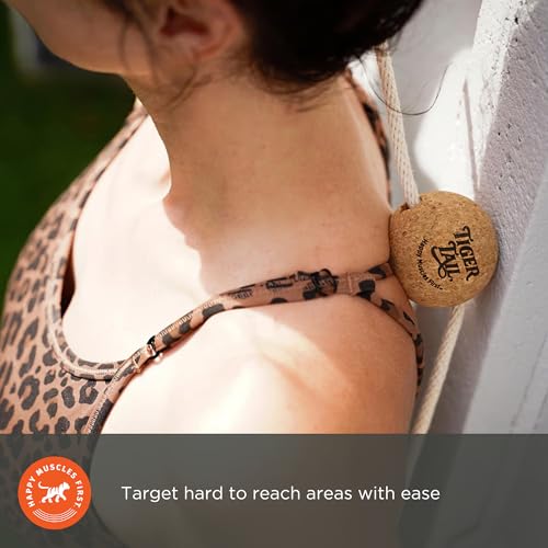 Tiger Tail ReGreen 2.6 Ball Massage-on-a-Rope Cork Roller Ball + 50" Cotton Rope - Deep Tissue Massage: Feet, Legs, Neck, Back – Trigger Point Therapy - Relieve Muscle Soreness & Recovery