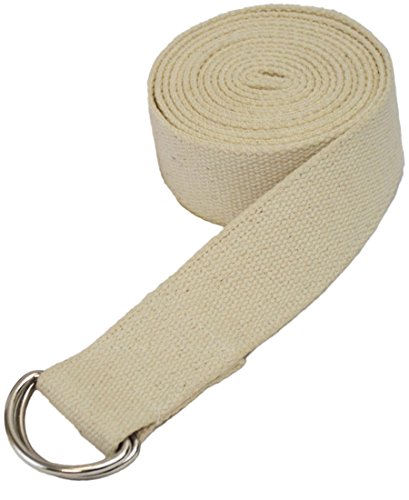 YogaAccessories D-Ring Buckle Cotton Yoga Strap (Choose from 6ft, 8ft, 10ft) - color: Tan / Natural