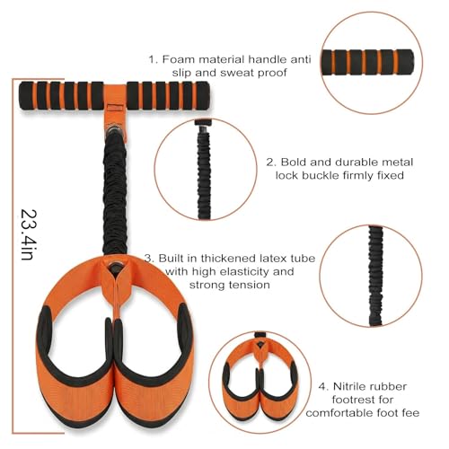 Durable Pedal Resistance Band with Handle, Thickened Latex Tubes and Soft Foam Fabric Foot Pedal, Sit Up Exercise Equipment Portable Unisex Resistance Exercise Bands(Orange