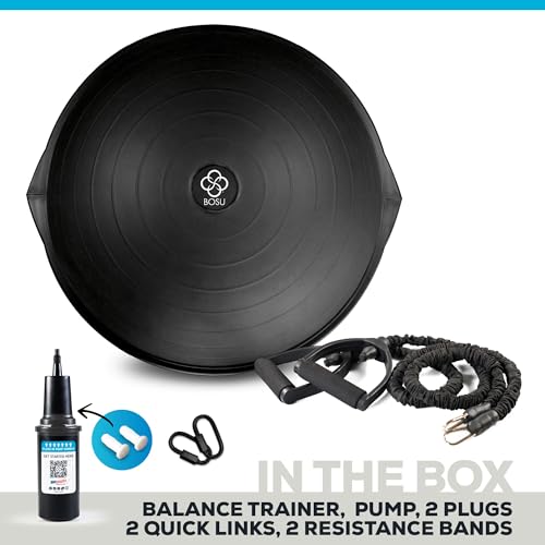 BOSU Pro Balance Trainer, Half-Ball Training Equipment, 300 lb Capacity, Stability Exercise Tool with Resistance Bands Non-Slip Base