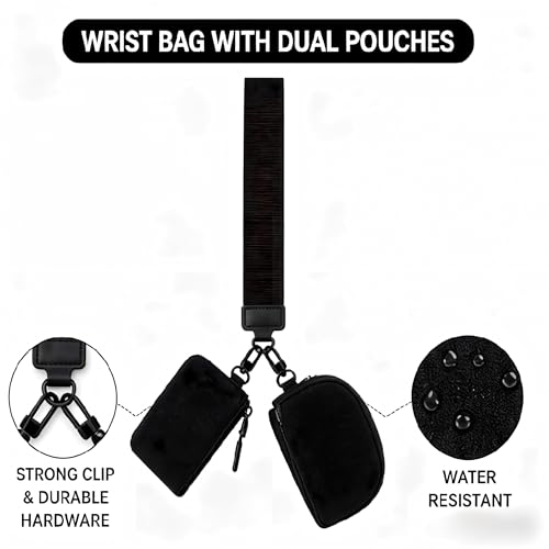 Black Sports Set, Men's and Women's Wrist and Ankle Weights Bracelet (L 7*W 3*H 1.2 inch) + Portable Wrist Bag (L 7.9*W 3.5*H1.4 inch)