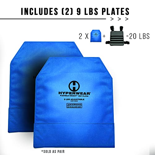 HYPERWEAR FlexLoad™ Adjustable Rucking Plates – Flexible, Low-Profile Weight System for Rucking Backpacks & Weighted Training - color: BLUE PAIR, size: 19 LB