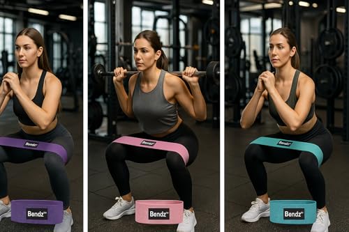 Resistance Bands for Women β Booty Bands Set of 3 with Carry Bag β Fabric Exercise Bands for Glutes, Legs & Hips β Light/Medium/Heavy β Bendz