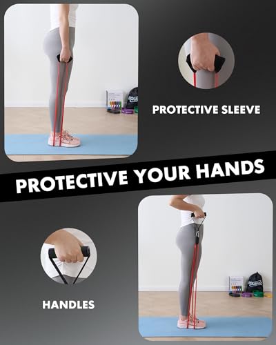 Resistance Bands, Exercise Bands, Resistance Bands for Working Out with Handles and Door Anchor, Workout Bands for Men Women with Protective Sleeve for Fitness Weights Work Out at Home