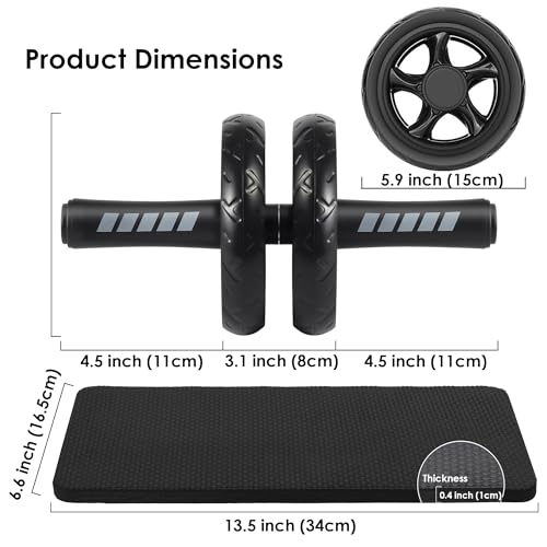 Arespark Ab Roller Wheel, Home Gym Equipment for Core Workout, No Noise Exercise Wheels with Knee Pad, Fitness Training Wheel Abs Workout Equipment for Sports