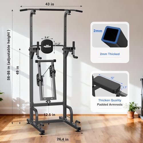 RELIFE REBUILD YOUR LIFE Pull Up Bar Free Standing Power Tower for Home Gym - color: Black-01