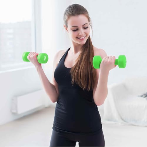 Neoprene Dumbbell Set for Women & Kids - Light Dumbbell Set (1/2/3, 2/3/5, 3/5/8, 5/10/15 LB) with Storage Plastic Case, Packed In Pairs, Set of Small Weights for Home, Living Room, Bedroom - size: 2+3+5 LBS