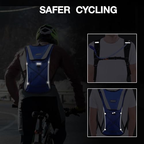 KUYOU Running Hydration Vest - Lightweight Insulated Hydration Backpack with 2L Water Bladder, Adjustable Chest Straps and Reflective Water Backpack for Running Marathon Race Hiking Cycling - color: Blue