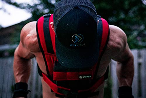 Driven | 28lb Red Weight Vest | Gym Adjustable Removable Weights | Calisthenics Fitness Body Training 1000D Nylon