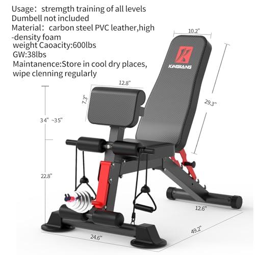 K KiNGKANG Adjustable Weight Bench for Home Gym Full Body Strength Training - color: Charcoal