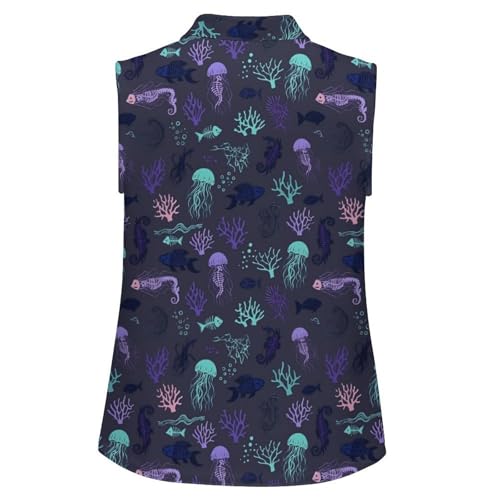 Women's Sleeveless Polo Shirts Polo Tank Tops Quick Dry Button Up Uniform Polo