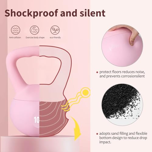 DlandHome Kettlebell Weights Strength Training Kettlebell-Great for Full Body Workout and Strength Training,Easy Grip Handle,PVC Filled with Iron Sand - color: Pink-10lbs