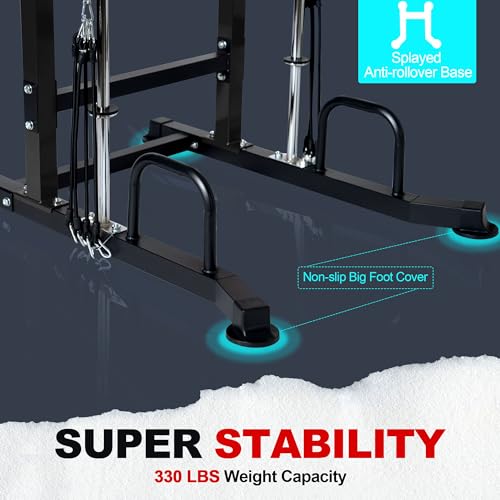 soges Power Tower Pull Up Bar Station, Height Adjustable Multi-Function Dip Station with Assisted Pad for Home Gym, 330Lbs Capacity Full Body Strength Training Workout Equipment for Beginners & Pros - color: Black