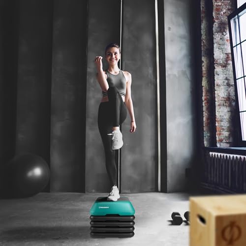 Philosophy Gym Aerobic Exercise Adjustable High Step Platform, with 4 Risers Included - color: Green