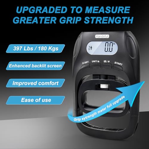 Grip Strength Tester Trainer - Dynamometer Handgrip Measurer Meter, Handheld Strengthener Exerciser for Sports, School, and Home Use