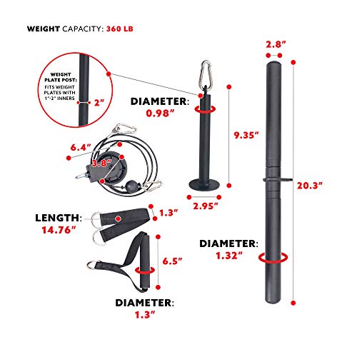 Sunny Health & Fitness Power Cage Squat Rack Upgrade Attachments, Dip Bar, Plate Bar Holder, Belt Squat, J Hook, Lat, Adapter, U Ring, Pull Up Bar, Landmine, Captain's Chair, Tricep Rope For Home Gym - style: LAT Pull Down