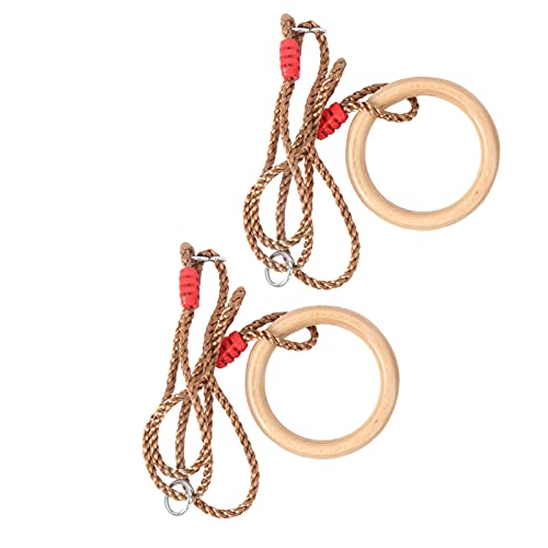 2pcs Wooden Gymnastics Rings with Adjustable Ropes Fitness Training Rings for Children Adults Indoor Equipment Outdoor Indoor