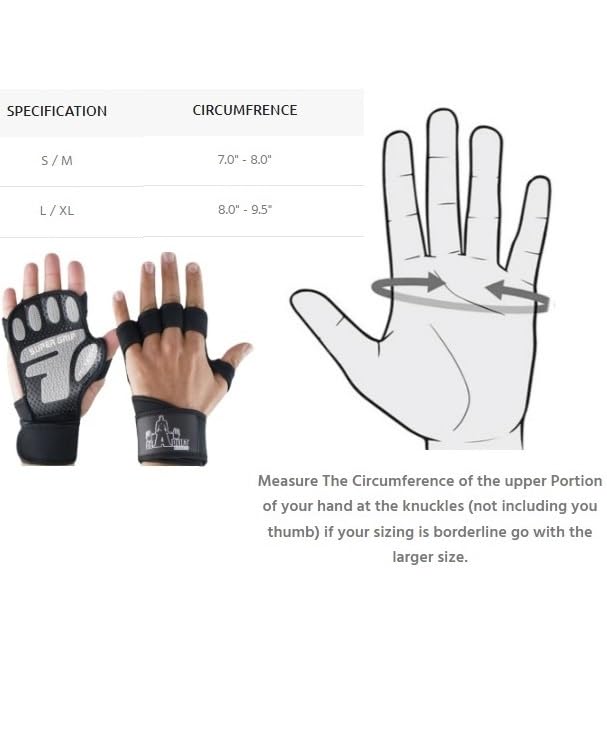 Super Grip Weight Lifting Gloves for Men and Women, Ventilated Gym Gloves with 16 Inch Wrist Wraps - Great for Cross Training, Pull Ups, Workout - size: Large/XL