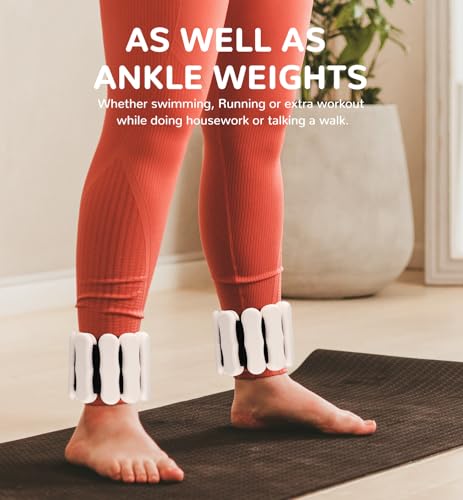 Ankle and Wrist Weights for Women & Men, Adjustable Arm & Leg Weights Set of 2 (1 lb/2 lb Each) Soft Silicone Weighted Bands Weighted Bracelet for Pilates Yoga Dance Walking Running Swimming Water Pool Home Gym Fitness Workout Jogging Gymnastics Aerobics