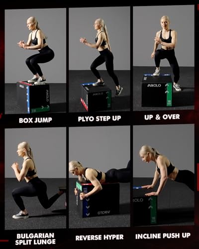 Mikolo 3-in-1 Foam Plyometric Box – Soft Jump Box with Solid Wood Core, High-Density Foam and Non-Slip Cover – No Assembly Required for Home Gym Workout - style: 16" x 14" x 12"