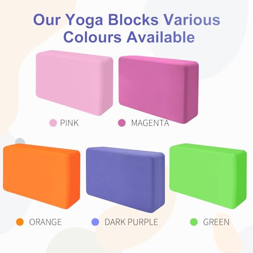 2 Pack Yoga Block, Premuim EVA Foam Block, Durable Non-slip Exersice Block for Yoga, Pilates, General Fitness, Stretching, Toning Workouts and Meditation