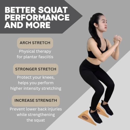 2025 NEW LARGER and Improved quality ECO-Friendly HIGHEST DENSITY Cork Squat Wedge Block Heel Calf Raise Platform NON-SLIP Slant Board Ramp Fitness Workouts Yoga Weightlifting exercise BAND 3 PIECES