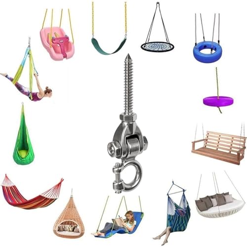 2-Pack Heavy Duty Swing Hangers with Bearings- 304 Stainless Steel Swing Hooks Set Brackets,600LB Capacity for Porch Swings, Hanging Chairs, Punching Bags, Gym Equipment