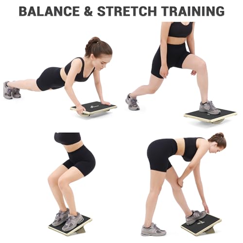 Pull Up Bar for Doorway: Sportneer Strength Training Pull-up Bars without Screw Bundle with Balance Board for Adults Wobble Board Adjustable 2-in-1 Slant Board Training