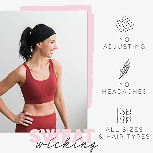 4" Wide Workout Headbands for Women (4 Pack) – Non-Slip Sweatbands for Gym, Running & Yoga - color: Basics