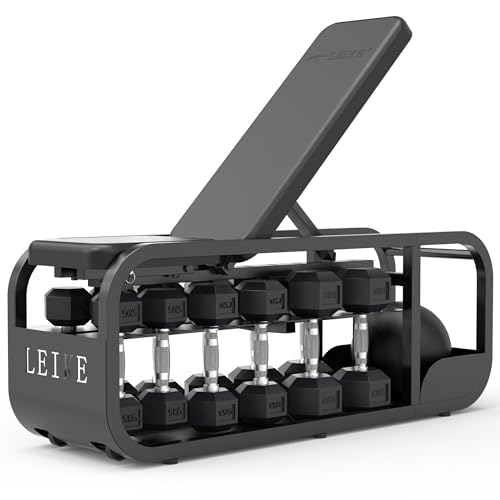 leikefitness Adjustable Weights Bench, Multifunctional Strength Training Bench, Combining a Cast Iron Stand, Adjustable Bench, Dumbbell Storage Box in One Compact Unit