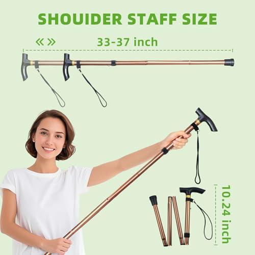 Shoulder Pulley for Physical Therapy, Foldable Shoulder Wand Rotator Cuff Rehab – Portable & Shoulder Reliever with Hook, Lightweight Stretching Tool – Durable Shoulder Exercise Equipment (Gold) - color: Gold