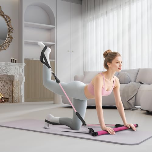 Pilates Bar Kit with Resistance Bands, Portable Pilates Bar for Home Gym Yoga & Full Body Workouts, Pilates Equipment for Women, Fitness Set for Strength Stretching Flexibility Training